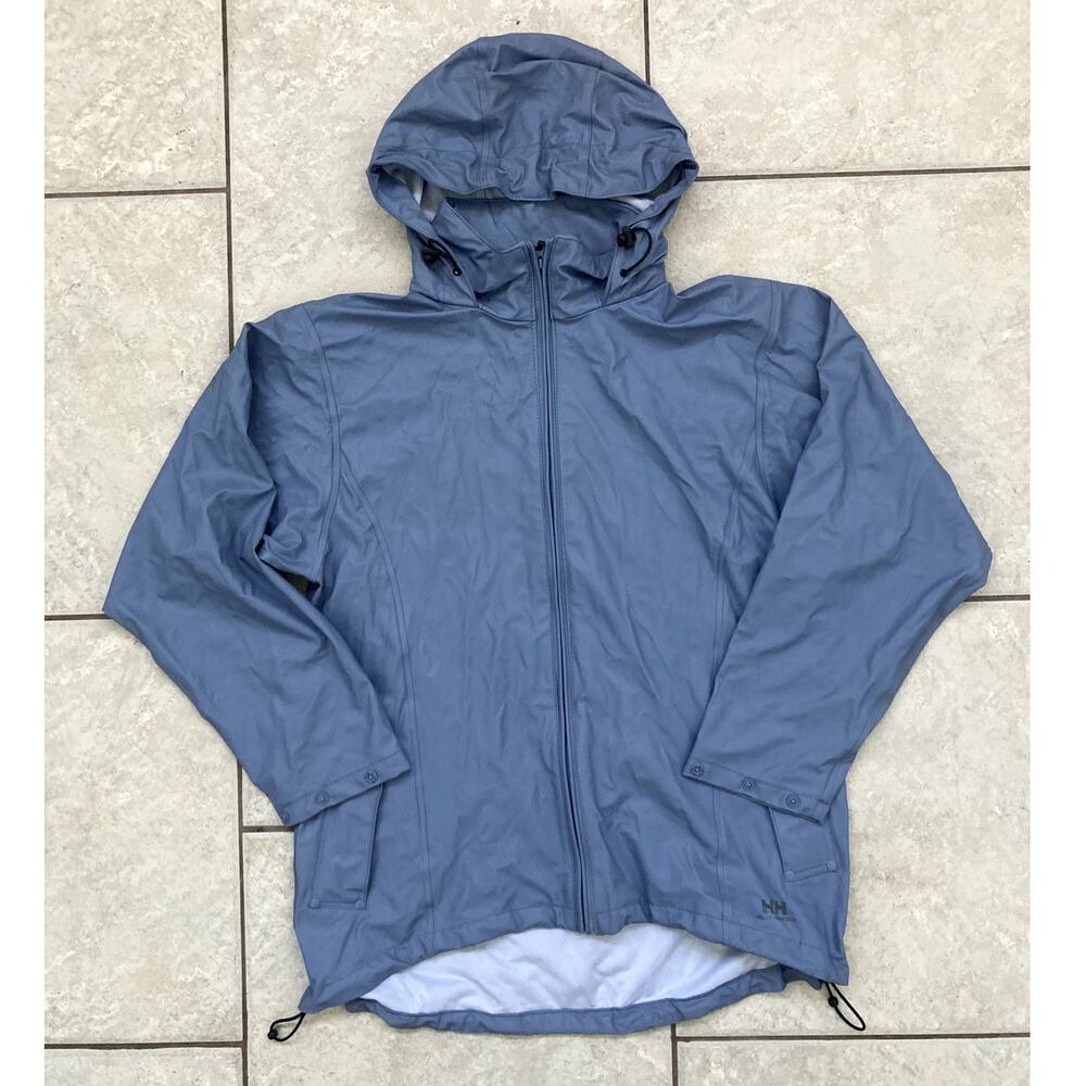Helly Hanson Rain Jacket Women's Medium Zip Up Coat Hooded Light Blue Outdoors